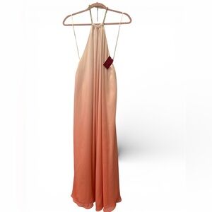 New with tags Elegant Ombre Chiffon Halter Dress with chain neck